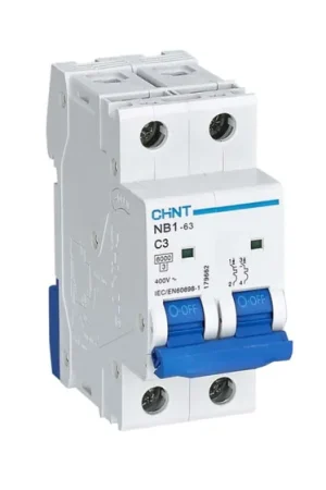Envío Internacional Interruptor automático 2P, 3A, Curva Tipo C, Poder de corte 6 kA NB1-2-3C