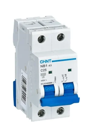 Interruptor automático 2P, 25A, Curva Tipo C, Poder de corte 6 kA NB1-2-25C Favorito De Clientes
