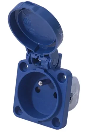 Conector de potencia industrial, Formato 2P + E, Orientación Recto, Azul, 230 V, 16A, IP54 Precio Económico