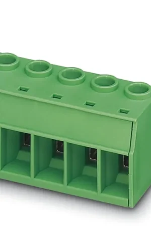 Precio Reducido Bloque de terminal PCB Hembra Ángulo recto Phoenix Contact de 2 vías, paso 10.16mm, 76A, de color Verde, montaje De