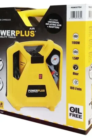 Compresor de Aire Compacto 1100w 8 Bar POWERPLUS 1704 Certificado